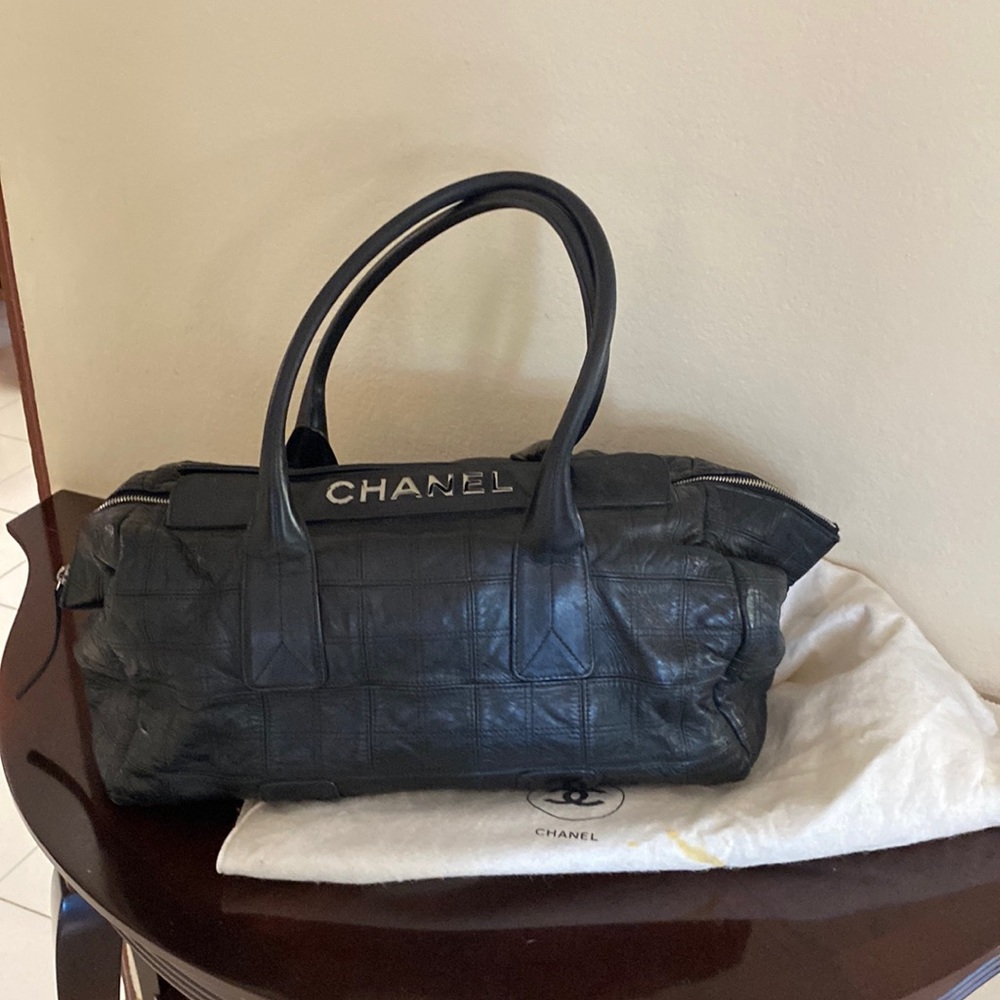 Chanel Choco Lax  leather large satchel
